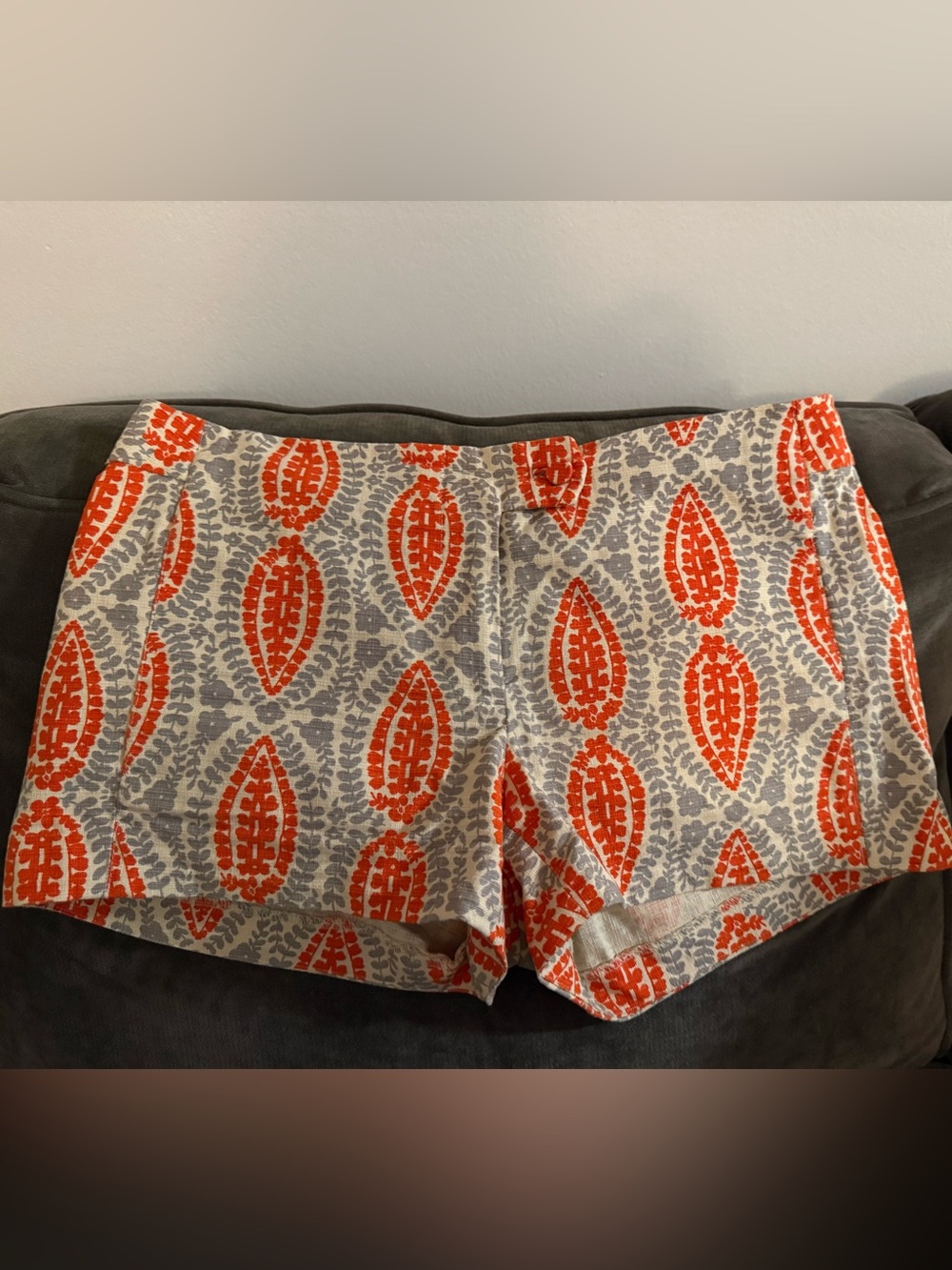J. Crew Orange and Gray Printed Cotton/Spandex Shorts